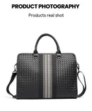 Woven Crossbody Briefcase for Men - Black