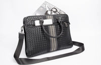 Woven Crossbody Briefcase for Men - Black