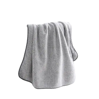 Gray microfiber towel with dark trim from trendy thickened bath towels set