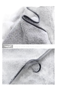 Gray supersoft microfiber towel with hanging loop from Gray Stripes and Sass Towel Set