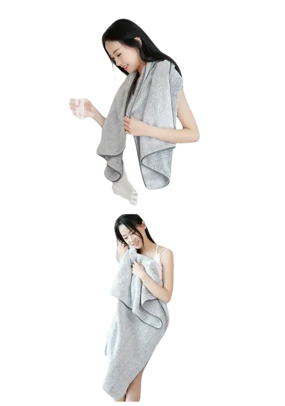 Supersoft microfiber towel from Gray Stripes and Sass microfiber towel set with dark trim