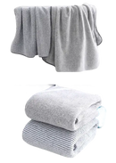 Gray and striped supersoft microfiber towel set, trendy thickened bath towels
