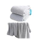Gray striped microfiber towel set with supersoft microfiber and trendy thickened bath towels