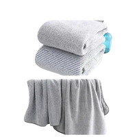 Gray striped microfiber towel set with supersoft microfiber and trendy thickened bath towels