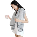 Gray towel wrap from Gray Stripes and Sass set, supersoft microfiber towel for trendy baths