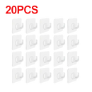 Twenty clear adhesive hooks on transparent door wall hook for trendy organization