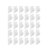 Thirty clear self-adhesive hooks perfect for transparent door wall hook setup