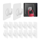 Transparent door wall hook with 20pcs self-adhesive self-adhesive transparent hooks for easy hanging