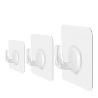 Transparent door wall hook with 20pcs self-adhesive hooks for easy hanging