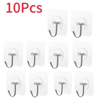 Ten adhesive hooks on the transparent door wall hook for easy hanging and organization