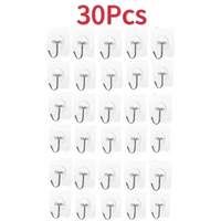 Thirty adhesive hooks on the Grin and Hang transparent door wall hook package