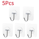 Five trendy 20pcs self-adhesive transparent door wall hooks for easy hanging