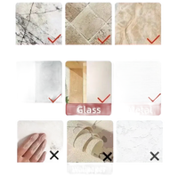 Surface compatibility guide for Grin and Hang with transparent door wall hook