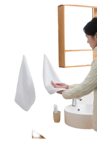 White bathroom towels hanging on a trendy 20pcs self-adhesive transparent door wall hook