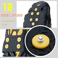 2pcs 10 Steel Studs Crampons Snow Grips Cleats for Ice and Snow Anti-Slip Rubber Traction Cleats Hiking Walking