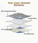Waterproof Throw Mattress Cover Bed Fitted Sheet Mattress Protector Single/Double/140/160 Muti Size Gray/White