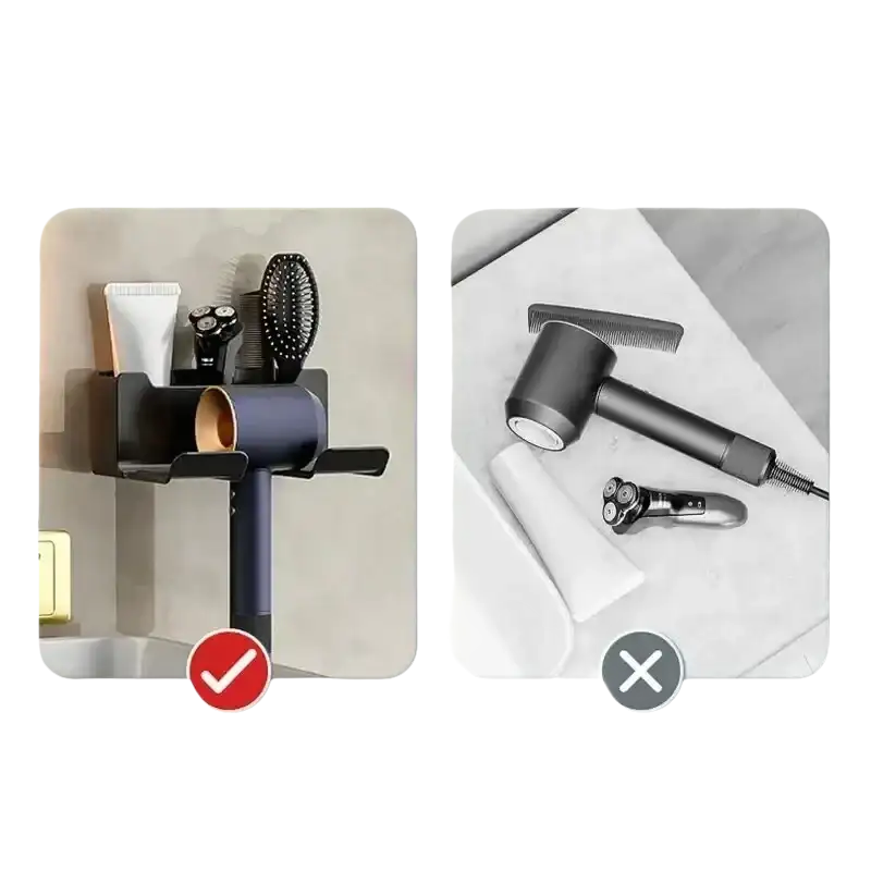 Hair dryer storage comparison.