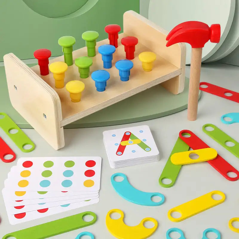 Hammer Time! Wooden Puzzle Toy Nail Table Mayhem