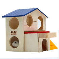 Hamster Haven: Blue Roof Chew Villa 🐹🏡💙 - 17x17x15 / Blue top villa