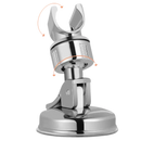 Chrome shower head holder with suction cup.