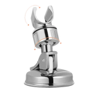 Chrome shower head holder with suction cup base.