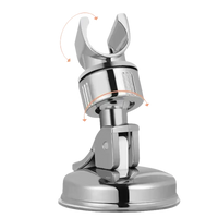 Chrome shower head holder with suction cup base.