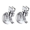 Two chrome adjustable shower rack holders with vacuum suction cup for handheld shower heads