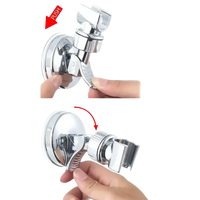 Trendy Chrome Shower Head Holder with Adjustable Shower Rack and Vacuum Suction Cup
