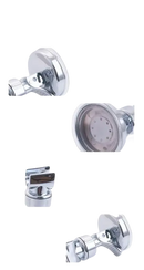 Chrome shower head features with an adjustable shower rack and vacuum suction cup