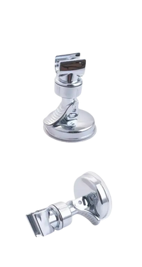 Trendy chrome shower head holder on adjustable shower rack with vacuum suction cup