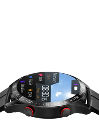 Black smartwatch with a round display.