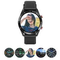 Black smartwatch with customizable face.