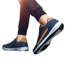 Blue and brown athletic shoes.