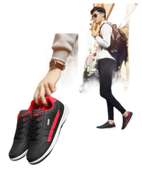 Black and red sneakers.