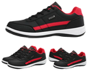 Black and red athletic shoes.