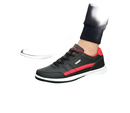 Black and red athletic shoes.