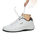 White waterproof leather sneaker.