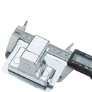 Chrome-plated metal hook with digital caliper.