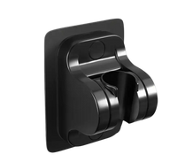 Black shower head holder with dimensions.