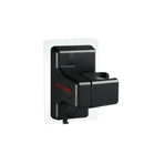 Black shower head holder with dimensions.