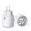White smart plug with dimensions.