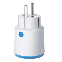 White smart plug with blue accents.