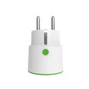 White smart plug with green accents.