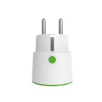 White smart plug with green accents.