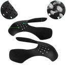 Black shoe shields with ventilation holes.