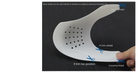Shoe shield trimming guide.
