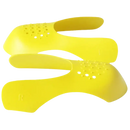 Yellow shoe shields with ventilation holes.