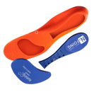 Deconstructed shoe insole components.