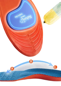 Orange and blue shoe insole.