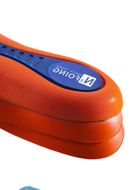 Orange and blue layered insole.